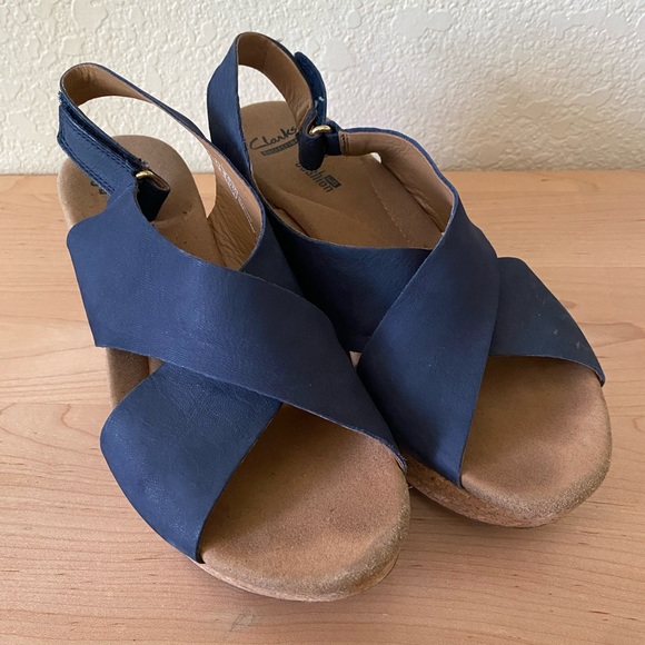 COPY - Blue Clarks Wedge Sandals - Picture 8 of 9